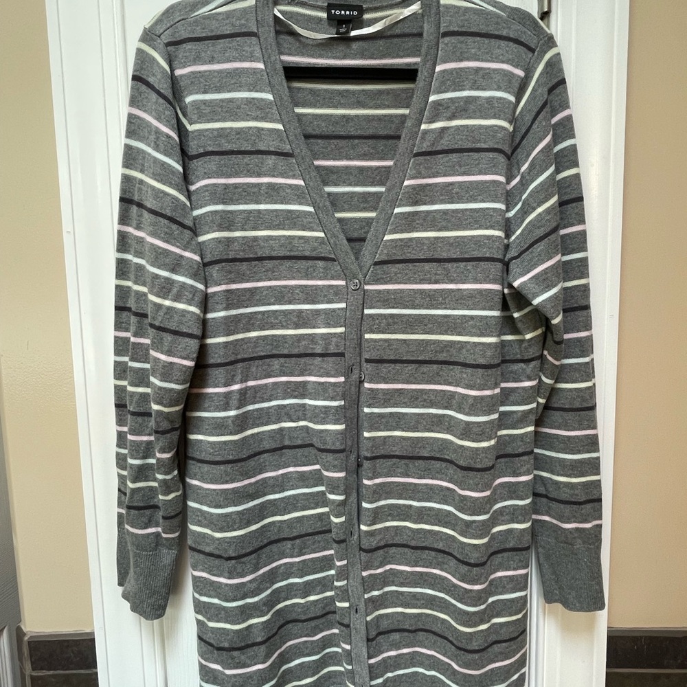 Torrid Gray Knit Sweater with Stripes